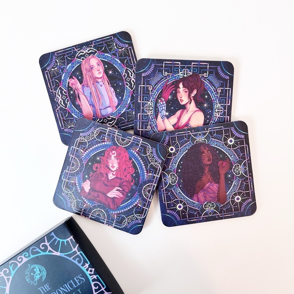 FairyLoot The Lunar Chronicles Coaster Set Purple Blue Character Art @thelolloco